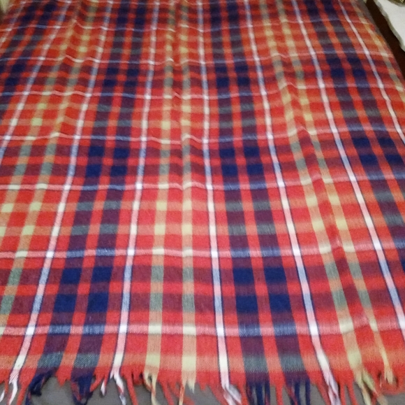 🇺🇸🏤VINTAGE RED PLAID WOOL THROW🏫🍝 - Picture 10 of 12